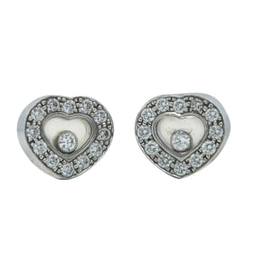 Chopard Happy Diamonds 18K White Gold Floating Heart Stud Earrings