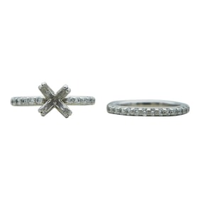 A. Jaffe Platinum Diamond Engagement Ring Setting and Wedding Band Ring