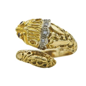 LALAoUNIS Chimera 18K Yellow Gold Diamond and Ruby Wrap Ring