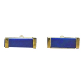 14K/18K Yellow Gold Lapis Lazuli Bar Cufflinks