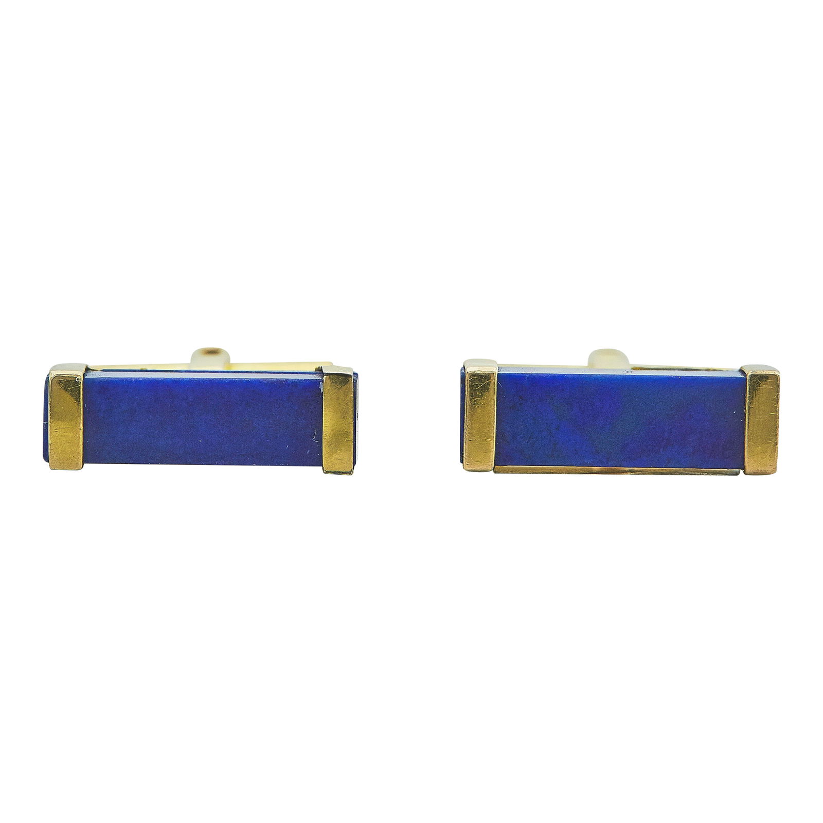 14K/18K Yellow Gold Lapis Lazuli Bar Cufflinks (1 of 3)