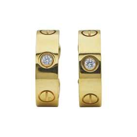 Cartier Love 18K Yellow Gold Diamond Hoop Earrings