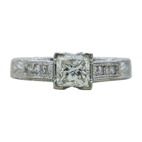 14K White Gold 1.00 carat I/SI1 Princess-Cut Diamond Engagement Ring