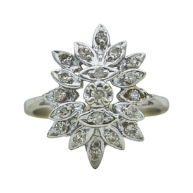 Vintage 14K White Gold Diamond Cluster Ring