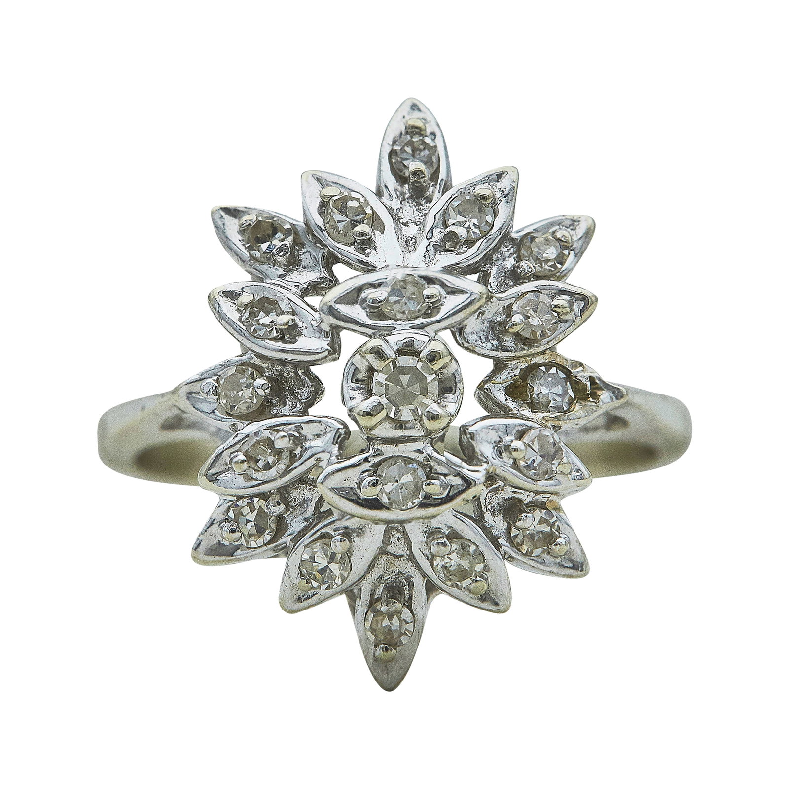 Vintage 14K White Gold Diamond Cluster Ring (1 of 3)