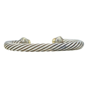 David Yurman Cable Sterling Silver and 14K Yellow Gold Bangle Bracelet