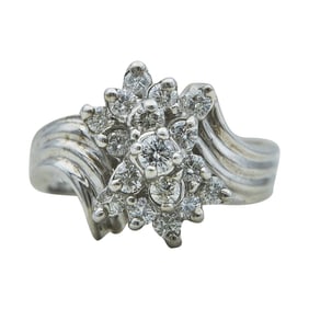 14K White Gold Diamond approx. 0.30 ctw Cluster Ring