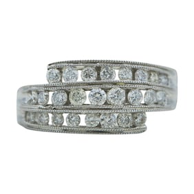 14K White Gold Diamond approx. 1.00 ctw Bypass Band Ring