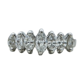14K White Gold Marquise-Cut Diamond approx. 1.00 ctw Band Ring
