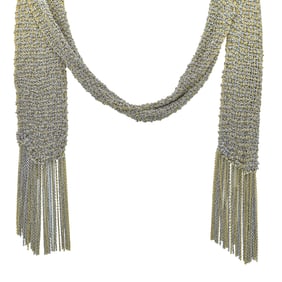 18K Yellow and White Gold Woven Mesh Scarf Necklace