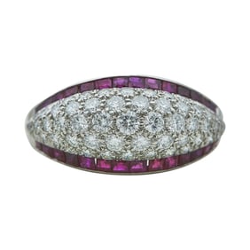 Platinum Ruby and Diamond Dome Band Ring