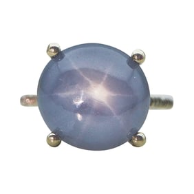 10K White Gold 18.44 carats Star Sapphire Ring
