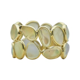 18K Yellow Gold Opal Double Stack Band Ring