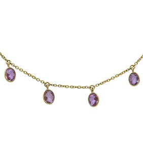 18K Yellow Gold Pink Sapphire Droplet Necklace