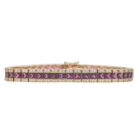 Bellari 14K Rose Gold Garnet and Diamond Tennis Bracelet