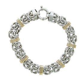Sterling Silver and 14K Yellow Gold Chain Bracelet