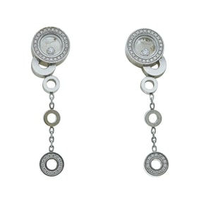 Chopard Happy Diamonds 18K White Gold Diamond Dangle Drop Earrings