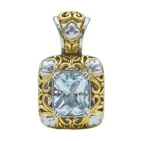 John Hardy 18K Yellow and White Gold Aquamarine Pendant