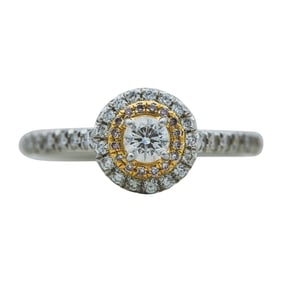 Tiffany & Co. Platinum and 18K Rose Gold Colorless and Pink Diamond Halo Engagement Ring