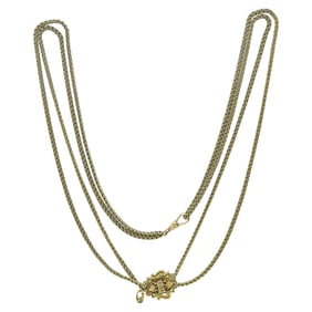 14K Yellow Gold Rose-Cut Diamond and Enamel Watch Chain