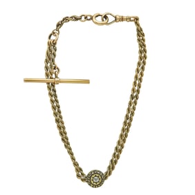 14K Yellow Gold Diamond Watch Chain
