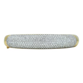 18K Yellow Gold Diamond Hinged Bangle Bracelet