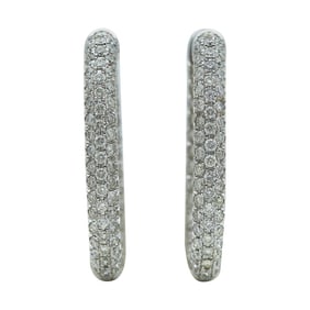 18K White Gold Diamond Inside Out Hoop Earrings