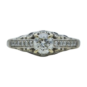 14K White Gold 1/2 carat Diamond and Sapphire Engagement Ring