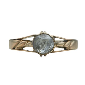 14K Yellow Gold Rose-Cut Diamond Solitaire Engagement Ring