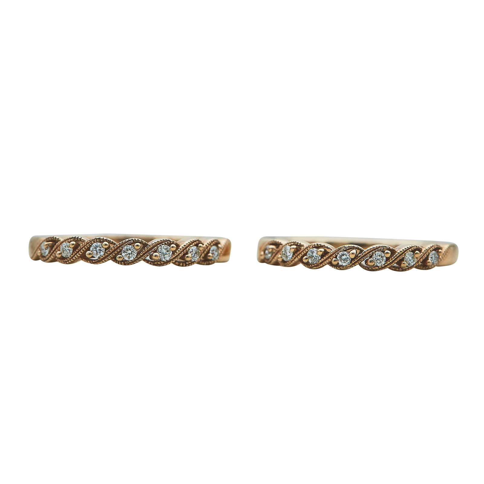 Set of 2 14K Rose Gold Diamond Twisted Band Rings (1 of 4)