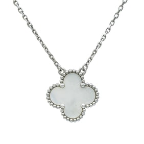 Van Cleef & Arpels Vintage Alhambra 18K White Gold Mother-of-Pearl Pendant Necklace