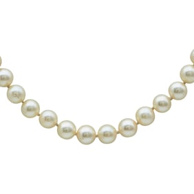 Single Strand 5mm Akoya Pearl Necklace with 18K Yellow Gold Clasp