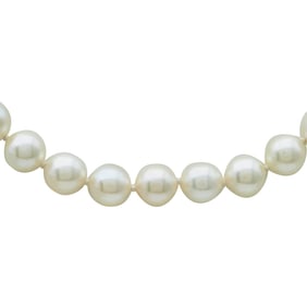 Single Strand 6mm Akoya Pearl Necklace with 18K White Gold and Diamond Clasp
