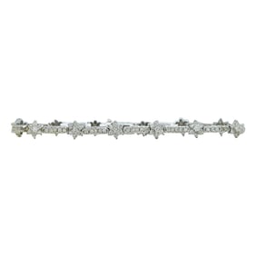 14K White Gold Diamond Floral Cluster Tennis Bracelet