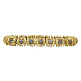 Vintage Tiffany & Co. 18K Yellow Gold Sapphire Link Bracelet