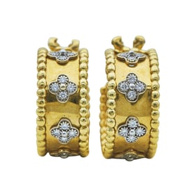 18K Yellow Gold Diamond Hoop Earrings