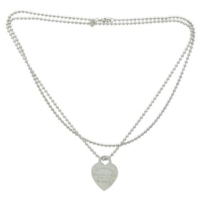 Tiffany & Co. Return To Tiffany Sterling Silver Heart Tag Pendant Necklace on 34 inch Chain