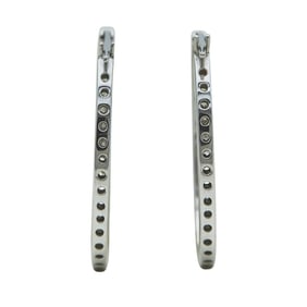 18K White Gold Diamond Inside Out Hoop Earrings