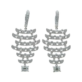 18K White Gold Diamond Articulated Chandelier Earrings