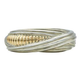 Tiffany & Co. Sterling Silver and 14K Yellow Gold Crossover Cuff Bangle Bracelet
