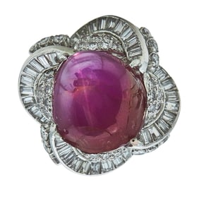 Platinum Star Ruby and Diamond Cocktail Ring