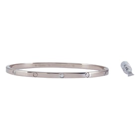 Cartier Love 18K White Gold Diamond Bangle Bracelet, Size 19