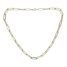 14K Yellow Gold Pavé-Set Diamond Paperclip Chain Necklace