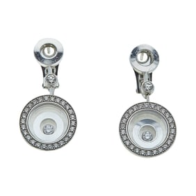 Chopard Happy Spirit 18K White Gold Floating Diamond Drop Earrings