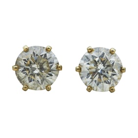 14K Yellow Gold Diamond Stud Earrings, approx. 3.50 ctw