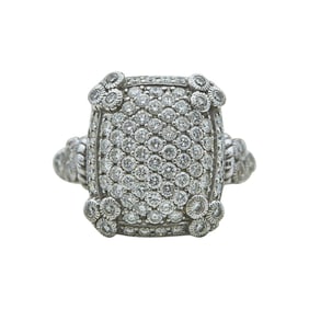 18K White Gold Diamond Cushion Dome Ring