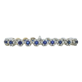Carl Gumpert 14K White Gold Sapphire and Diamond Halo Cluster Bracelet