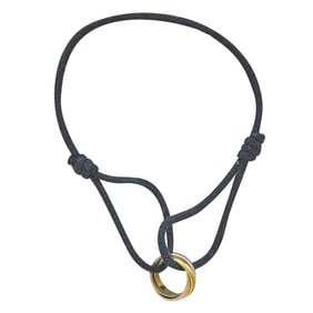 Cartier Trinity 18K Tri-Color Gold Bracelet on Black Cord