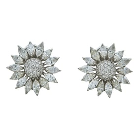 Asprey Daisy 18K White Gold Diamond Earrings
