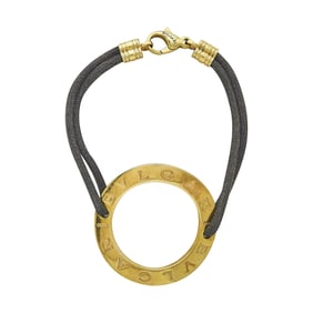 Bvlgari Bulgari 18K Yellow Gold Open Circle on Cord Bracelet